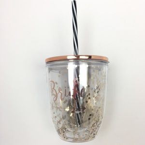 Bride Stemless Wine Tumbler 12oz Floating Glitter